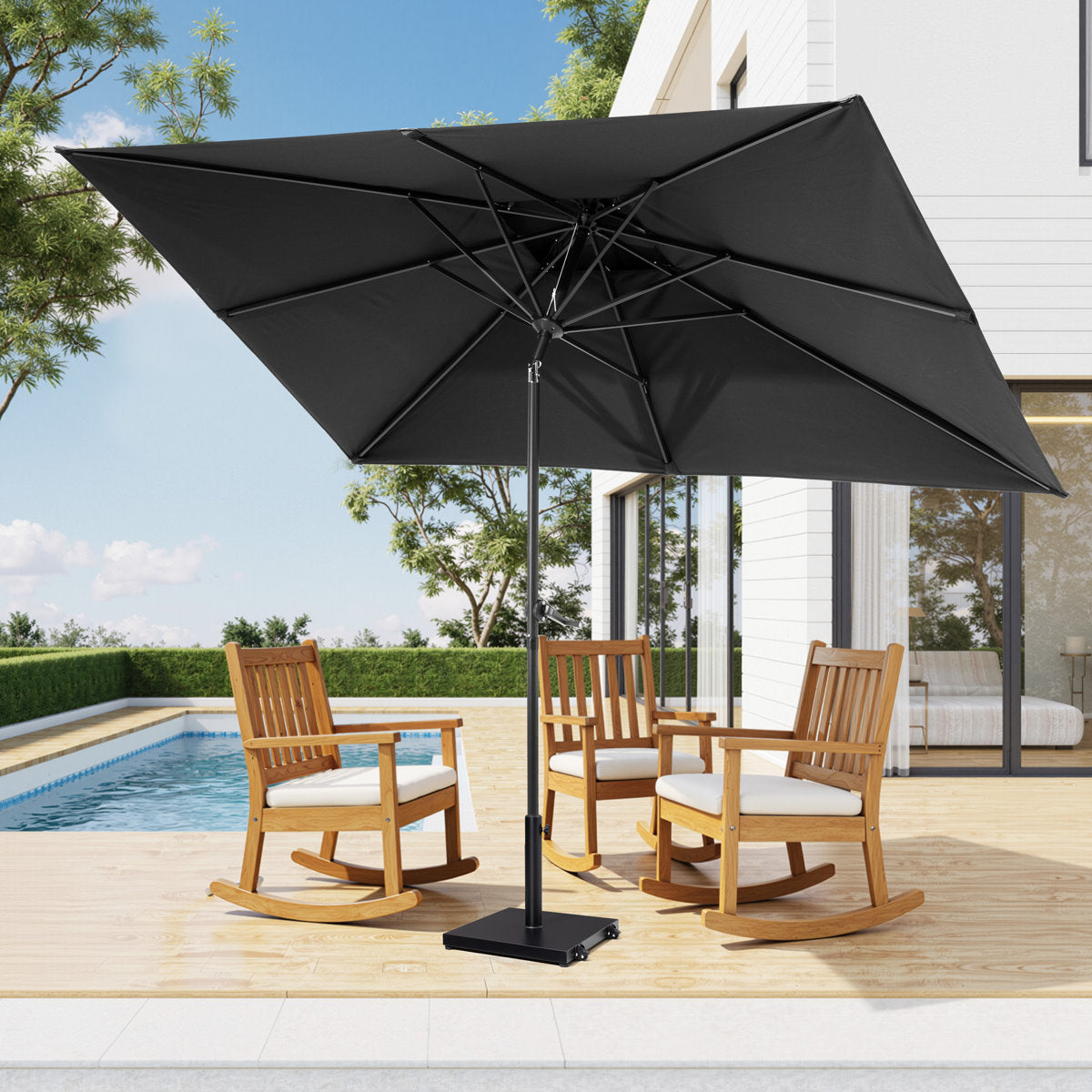 116'' X 76'' Rectangular Market Umbrella With Base