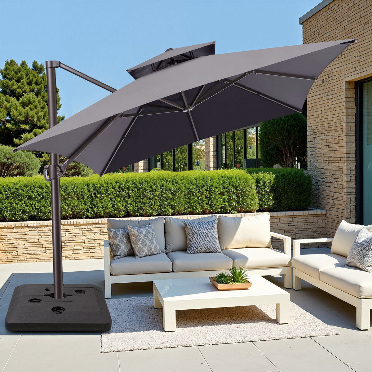 13' X 10' Rectangular Cantilever Umbrella, Counterweights Base Included