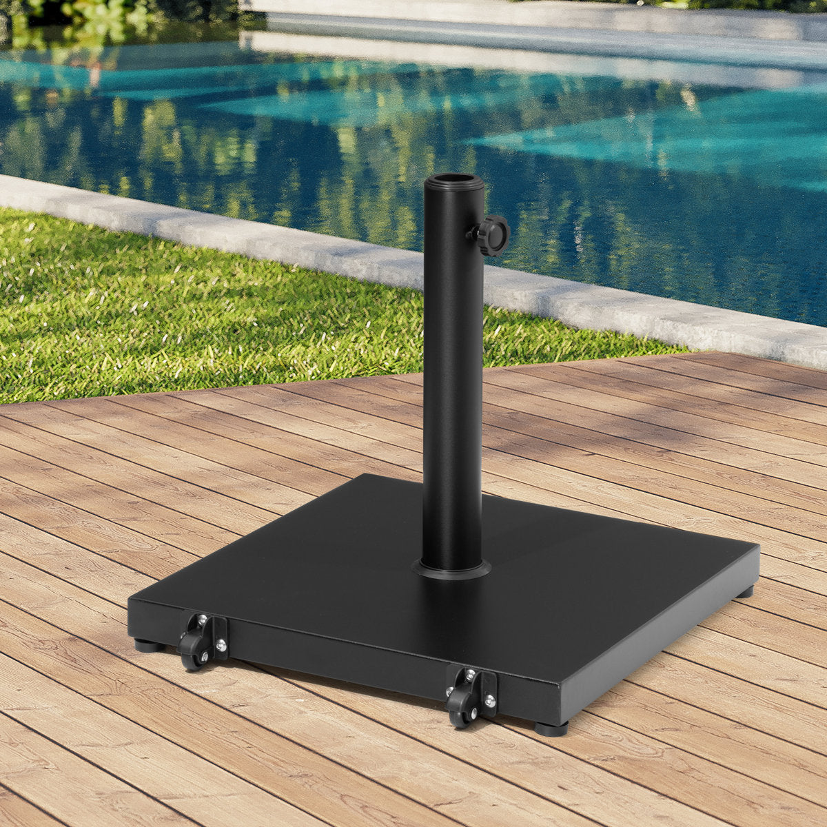 40 Lb. Concrete Free Standing Umbrella Base With Wheels, Black
