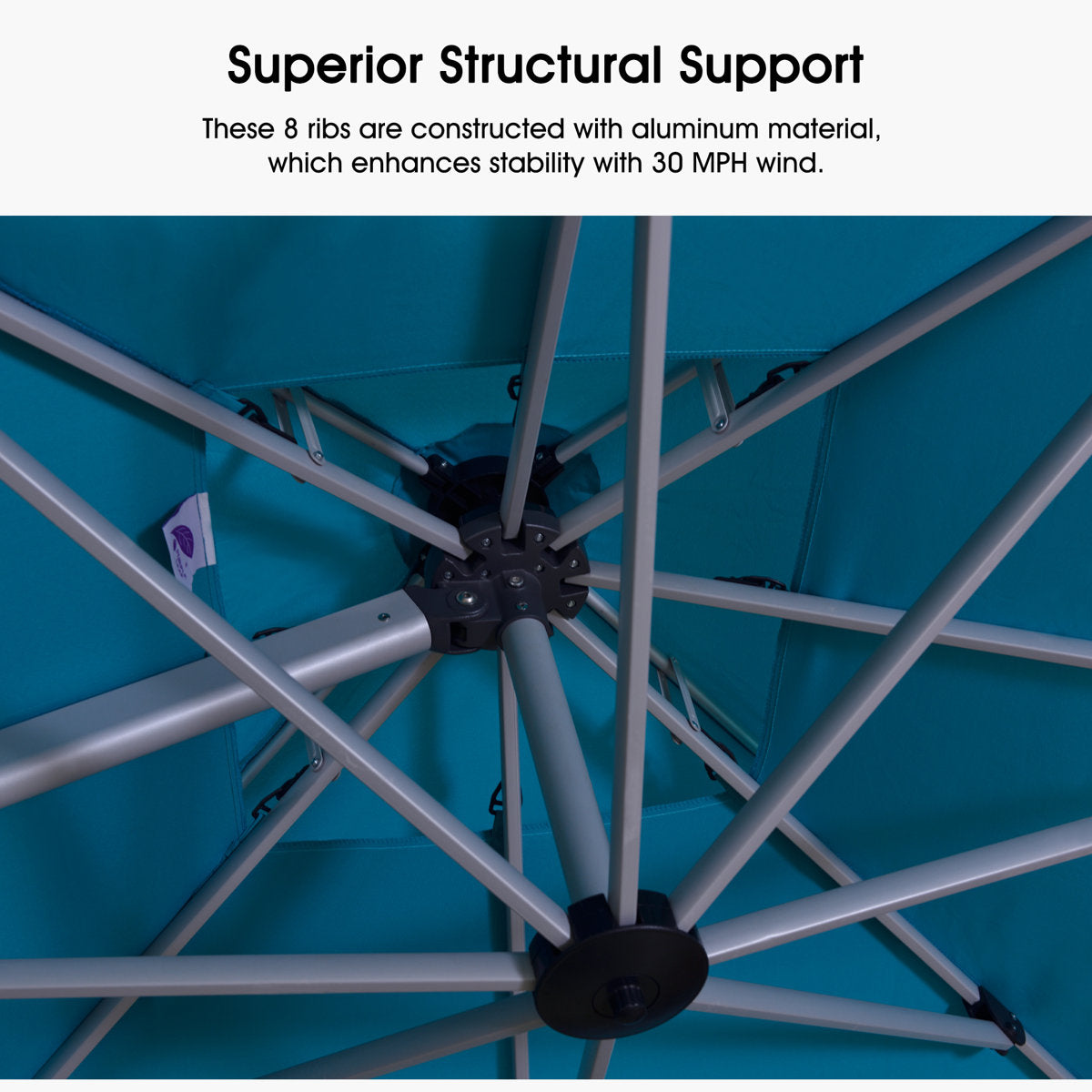 Romy 9' x 9' Square Cantilever Umbrella,StAnd Included,Turquoise Blue